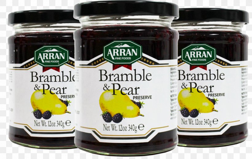 Arran Fine Foods Jam Pear Fruit Garden Rhubarb, PNG, 1200x760px, Jam, Bramble, Condiment, Flavor, Food Download Free