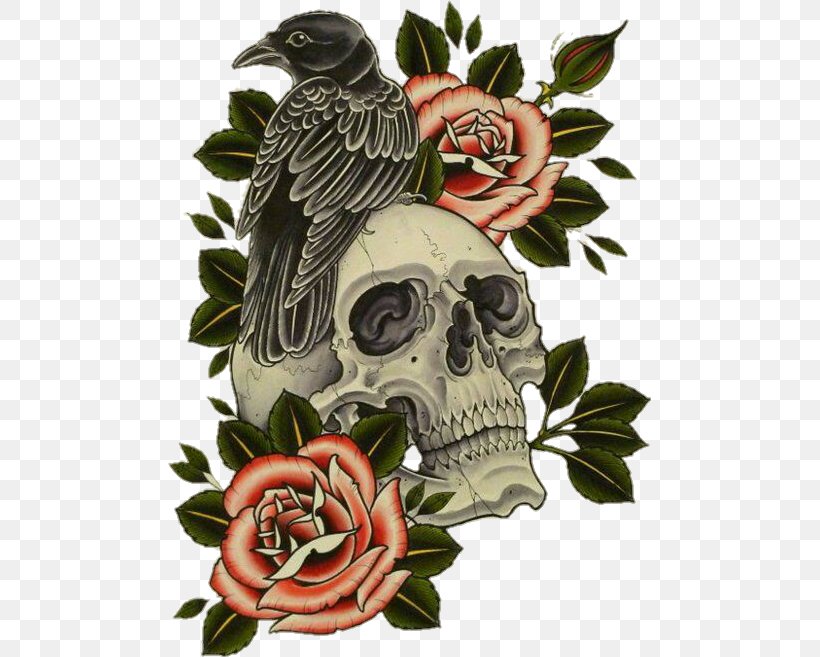 Tattoo Flash Human Skull Symbolism Calavera, PNG, 483x657px, Tattoo, Art, Bird, Blackandgray, Bone Download Free