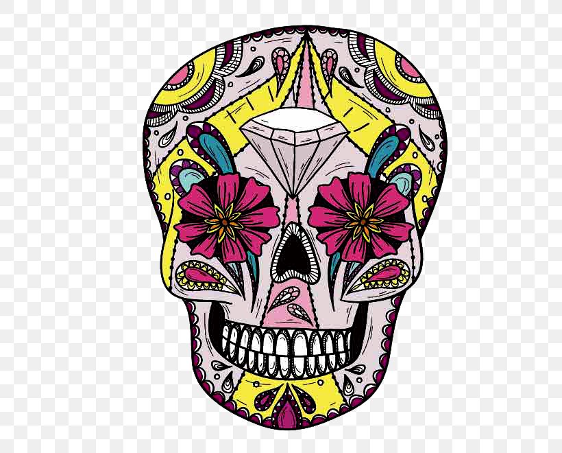 Calavera Skull, PNG, 660x660px, Calavera, Bone, Day Of The Dead, Drawing, Poster Download Free