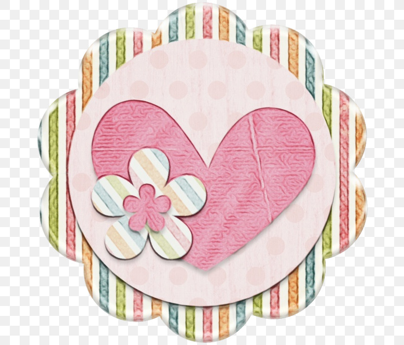 Pink M Heart Tableware M-095, PNG, 680x699px, Watercolor, Heart, M095, Paint, Pink M Download Free