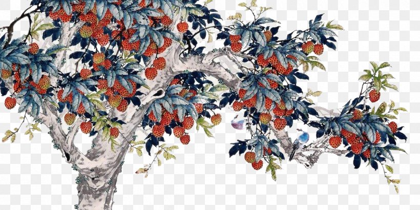 Lychee Chinese Painting, PNG, 1200x600px, Lychee, Branch, Chinese Painting, Designer, Floral Design Download Free