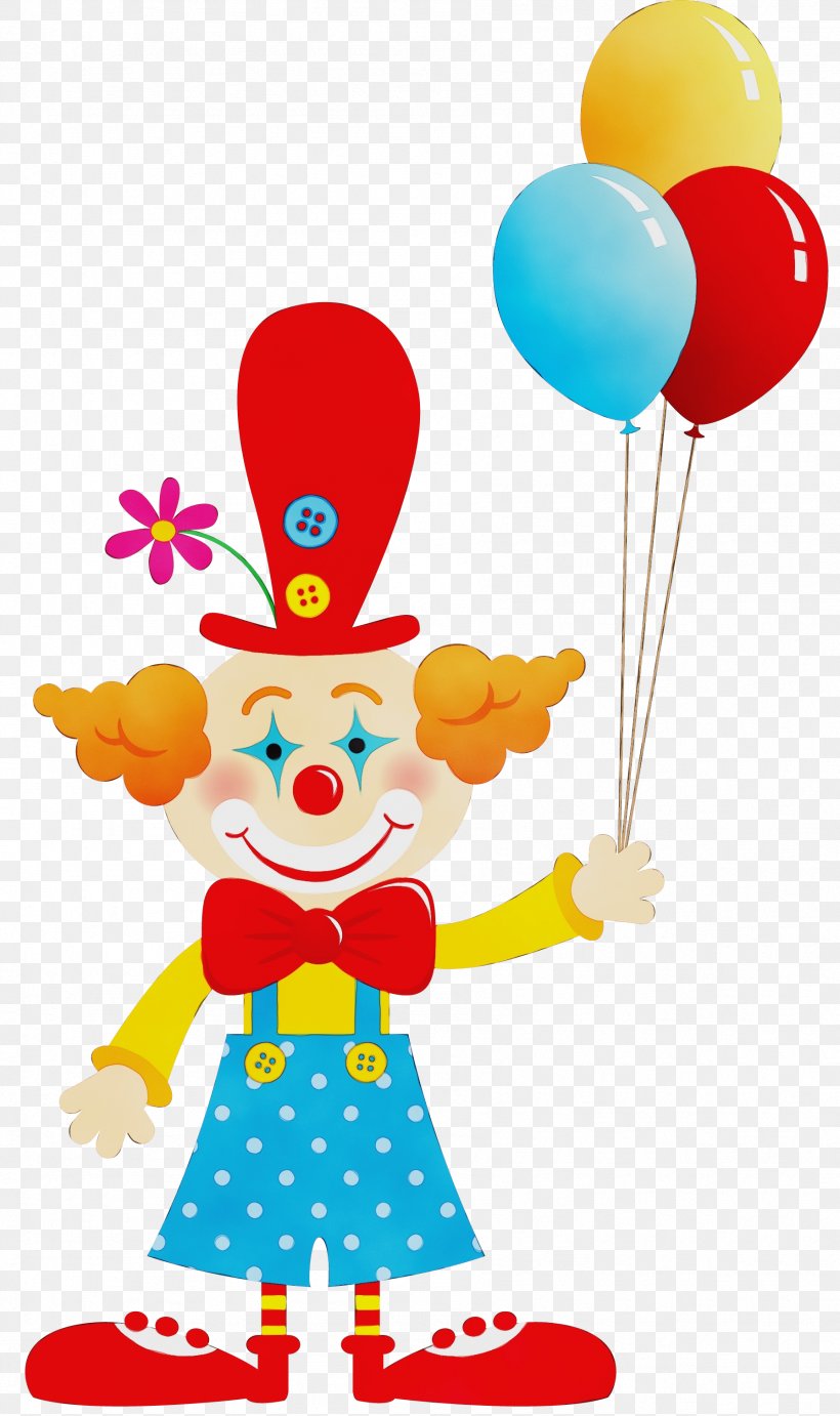 Balloon Clown Party Supply Clip Art Performing Arts, PNG, 1792x3022px, Watercolor, Balloon, Clown, Paint, Party Supply Download Free