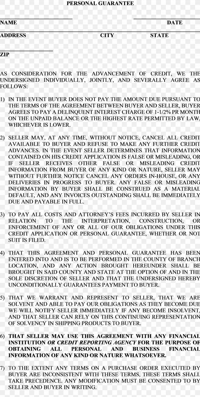 Personal Guarantee The Kaplan Group Template Document Debt, PNG, 3592x7132px, Personal Guarantee, Area, Black And White, Contract, Credit Download Free