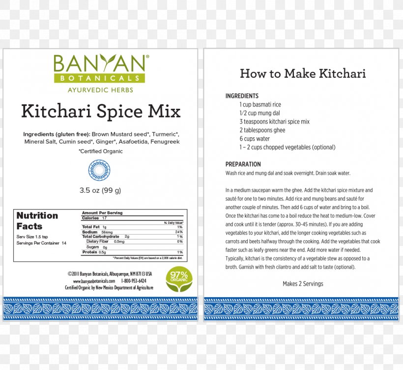 Khichdi Spice Mix Organic Food, PNG, 1090x1000px, Khichdi, Advertising, Area, Ayurveda, Banyan Botanicals Herbs Download Free