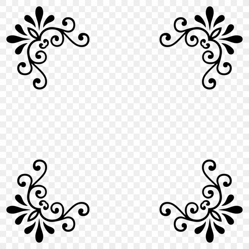 Borders And Frames Clip Art, PNG, 1000x1000px, Borders And Frames, Art, Black, Black And White, Branch Download Free