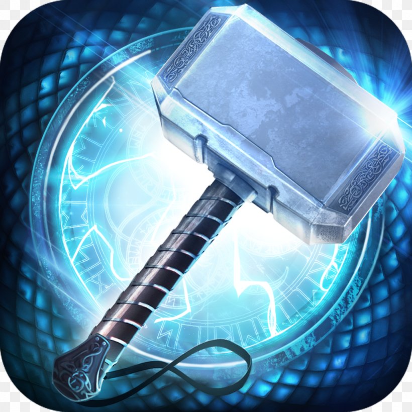 Thor: God Of Thunder Marvel Cinematic Universe Game Mjolnir, PNG, 1024x1024px, Thor, Android, Asgard, Electric Blue, Game Download Free