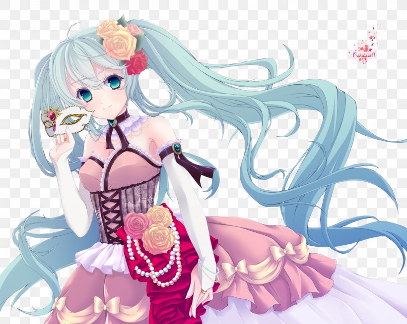 Hatsune Miku Project Diva F Hatsune Miku: Project DIVA Vocaloid, PNG, 1500x1198px, Watercolor, Cartoon, Flower, Frame, Heart Download Free