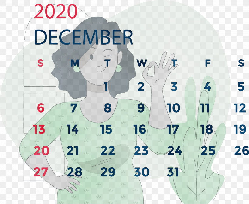 New Year, PNG, 3000x2460px, December 2020 Printable Calendar, Calendar System, Cartoon, December 2020 Calendar, Havana Brown Transparent Download Free