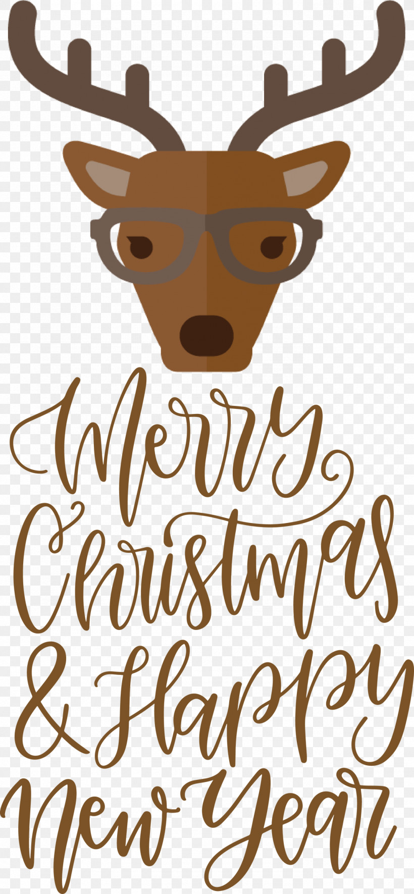 Merry Christmas Happy New Year, PNG, 1389x3000px, Merry Christmas, Antler, Biology, Cartoon, Character Download Free