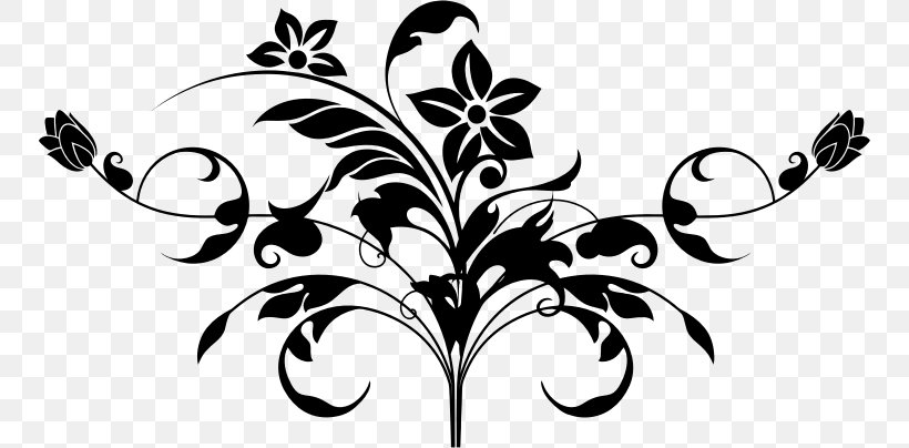 Motif Floral Design Clip Art, PNG, 750x404px, Motif, Art, Black, Black And White, Branch Download Free