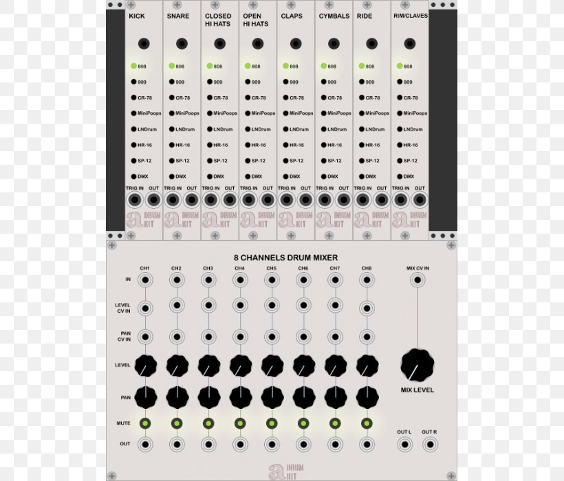 Drums Modular Synthesizer Sound Synthesizers Vcv Drum Machine, PNG, 700x700px, Watercolor, Cartoon, Flower, Frame, Heart Download Free