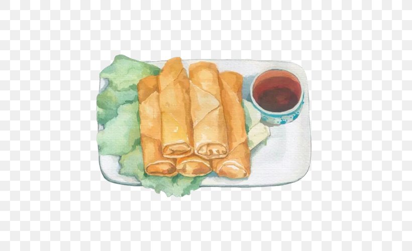 Spring Roll Breakfast Food, PNG, 500x500px, Spring Roll, American Food, Breakfast, Cuisine, Dish Download Free