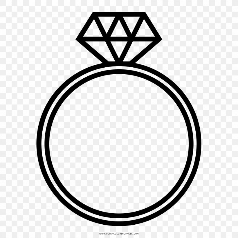 Wedding Ring Drawing Jewellery Engagement Ring, PNG, 1000x1000px, Ring, Area, Bitxi, Black And White, Coloring Book Download Free