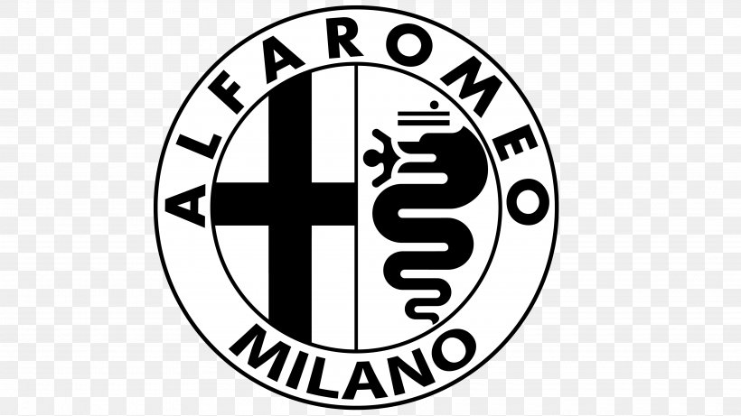 Alfa Romeo Romeo Logo Product Design Brand, PNG, 3840x2160px, Alfa Romeo, Alfa Romeo Romeo, Area, Black And White, Brand Download Free