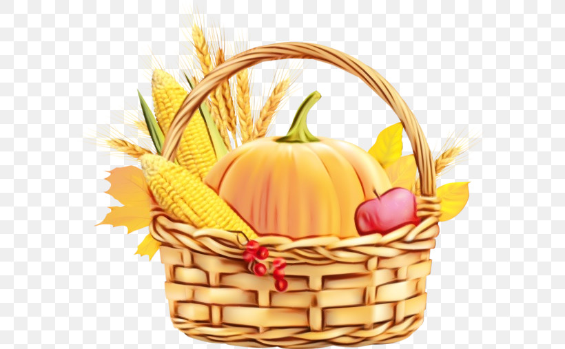 Thanksgiving, PNG, 600x507px, Watercolor, Autumn, Basket, Cornucopia, Fall Harvest Basket Download Free