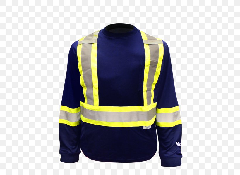 Long-sleeved T-shirt High-visibility Clothing Workwear, PNG, 480x600px, Tshirt, Clothing, Dress Shirt, Electric Blue, Gilets Download Free