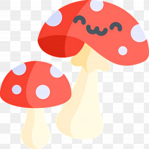 Mushroom - Cheerful Red And White Cartoon Mushrooms PNG