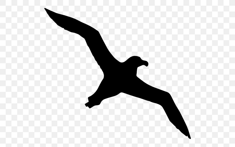Bird Gulls Mollymawk Silhouette, PNG, 512x512px, Bird, Albatross, Beak, Black, Black And White Download Free