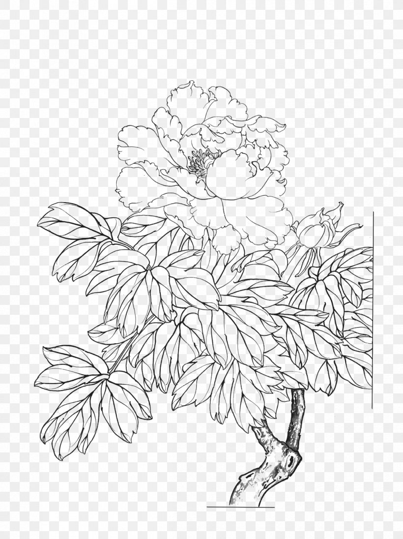 Moutan Peony Gongbi Flower Painting, PNG, 1196x1600px, Moutan Peony, Area, Art, Artwork, Birdandflower Painting Download Free