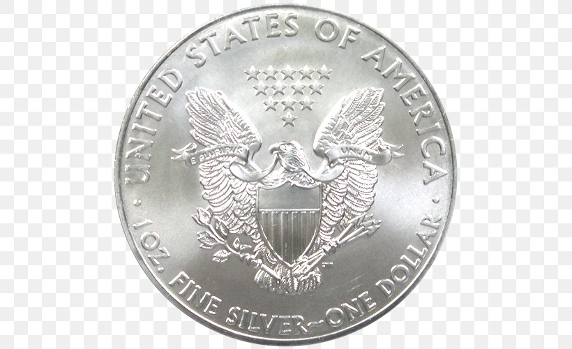 Silver Coin American Silver Eagle, PNG, 500x500px, Coin, American Silver Eagle, Canadian Silver Maple Leaf, Currency, Eagle Download Free