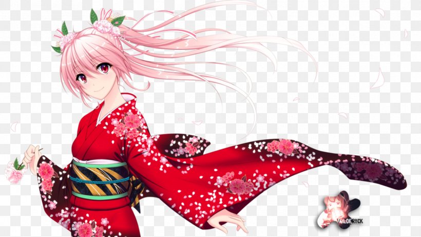 Ai Enma Hatsune Miku Kimono Sakura Cherry Blossom, PNG, 1191x670px, Watercolor, Cartoon, Flower, Frame, Heart Download Free