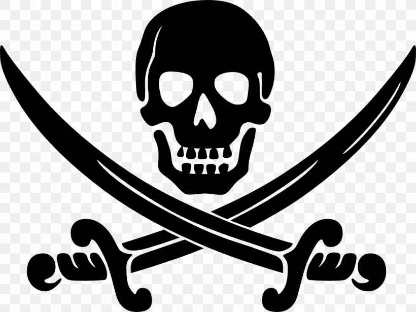 Jolly Roger Piracy Logo Clip Art, PNG, 1000x750px, Jolly Roger, Black And White, Brand, Calico Jack, Logo Download Free