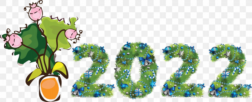 2022 New Year 2022 Happy 2022 New Year, PNG, 2999x1221px, Leaf, Biology, Cartoon, Green, Meter Download Free