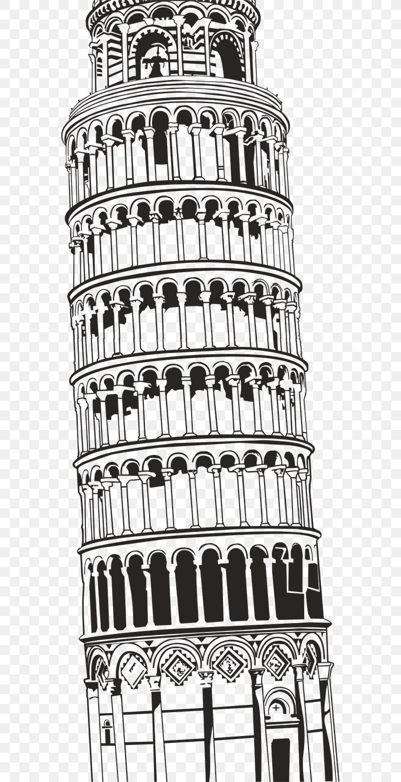 Leaning Tower Of Pisa Sticker Adhesive, PNG, 569x1600px, Leaning Tower Of Pisa, Adhesive, Bedroom, Black And White, Building Download Free