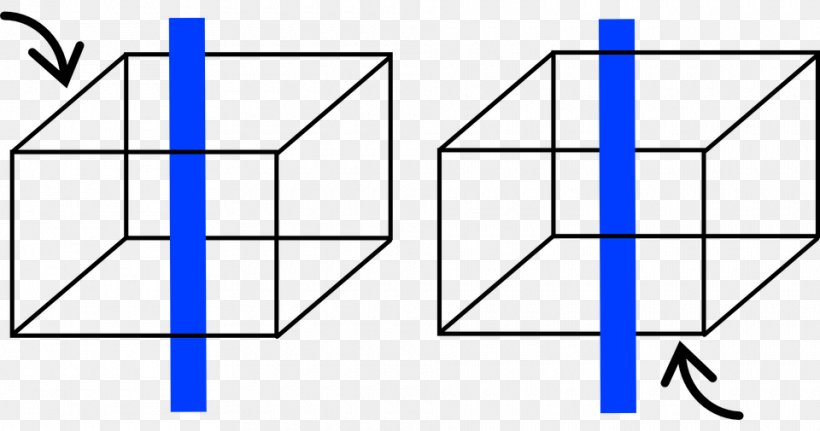 Necker Cube Impossible Cube Optical Illusion, PNG, 960x505px, Necker Cube, Area, Blue, Crystallography, Cube Download Free