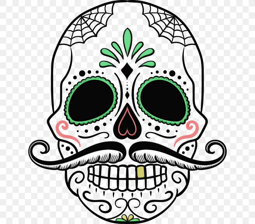 Day Of The Dead Skull, PNG, 638x720px, Day Of The Dead, Bone, Calavera, Day Of The Dead Skull Tshirt, Death Download Free