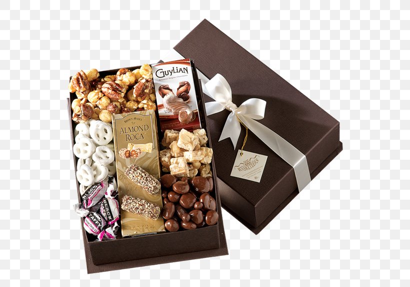 Food Gift Baskets Praline Chocolate Bar Bonbon, PNG, 575x575px, Food Gift Baskets, Basket, Bonbon, Box, Chocolate Download Free