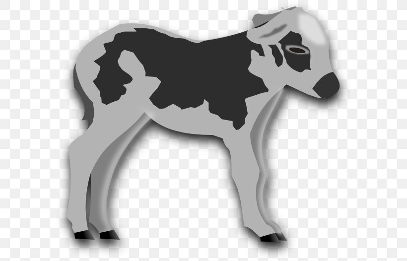 Calf Cattle Giraffe Milk Clip Art, PNG, 600x526px, Calf, Black And White, Carnivoran, Cartoon, Cattle Download Free