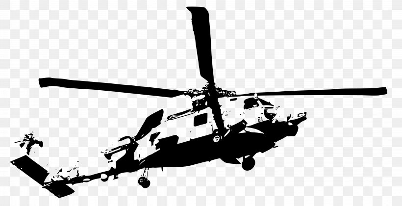 Helicopter Wall Decal Sticker Bell UH-1 Iroquois, PNG, 4497x2305px, Helicopter, Aircraft, Attack Helicopter, Bell Uh1 Iroquois, Black And White Download Free