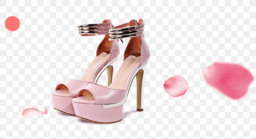 High-heeled Footwear Pink Sandal Shoe, PNG, 995x543px, Watercolor, Cartoon, Flower, Frame, Heart Download Free