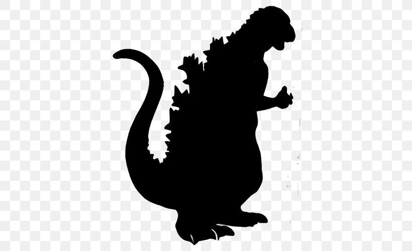 Godzilla Mothra Silhouette Clip Art, PNG, 500x500px, Godzilla, Black And White, Decal, Dinosaur, Fauna Download Free
