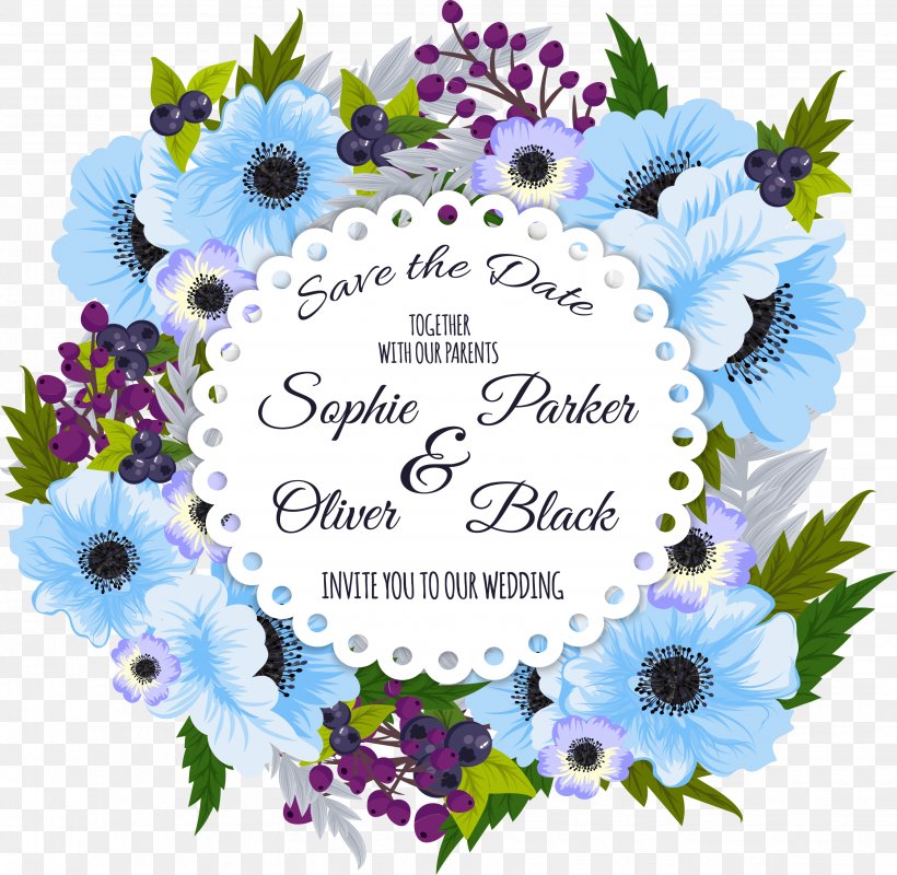 Flower Wedding Invitation, PNG, 2678x2613px, Wedding Invitation, Birthday, Blue, Bride, Cut Flowers Download Free