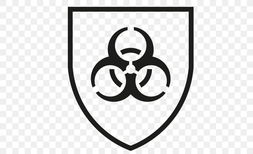 Biological Hazard Sign Symbol Decal Sticker, PNG, 500x500px, Biological Hazard, Area, Biology, Black And White, Decal Download Free