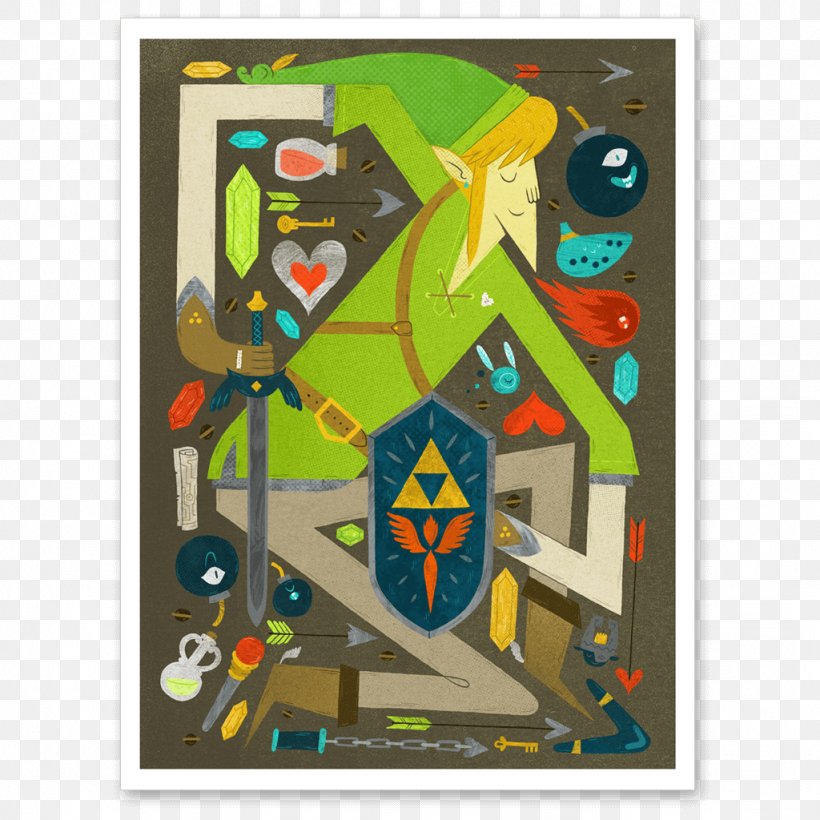 Modern Art Zelda Dungeon Work Of Art Rectangle, PNG, 1024x1024px, Watercolor, Cartoon, Flower, Frame, Heart Download Free
