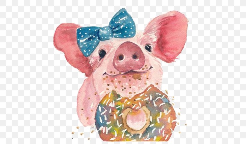 Piglet Watercolor Painting, PNG, 600x480px, Pig, Art, Canvas, Drawing, Landscape Painting Download Free