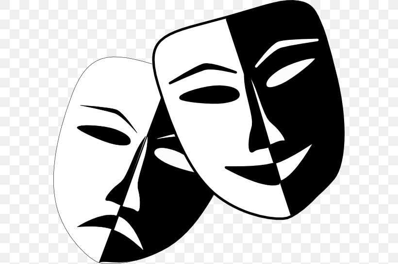 Theatre Drama Mask Play Clip Art, PNG, 600x543px, Theatre, Art, Black, Black And White, Comedy Download Free