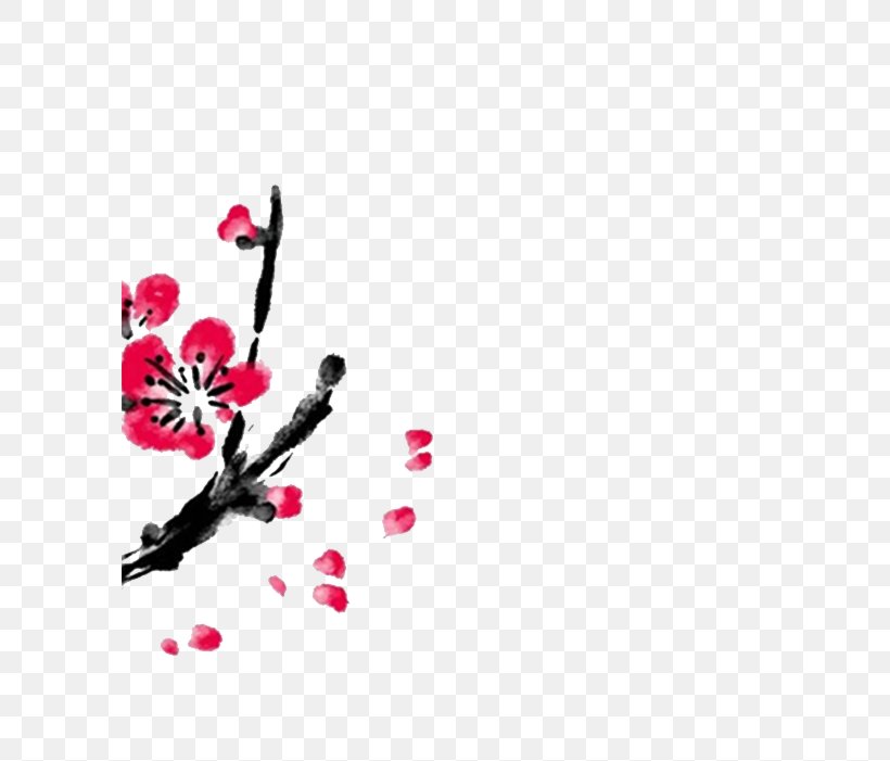 Plum Blossom Ink Wash Painting Illustration, PNG, 596x701px, Plum Blossom, Bamboo, Birdandflower Painting, Blossom, Body Jewelry Download Free