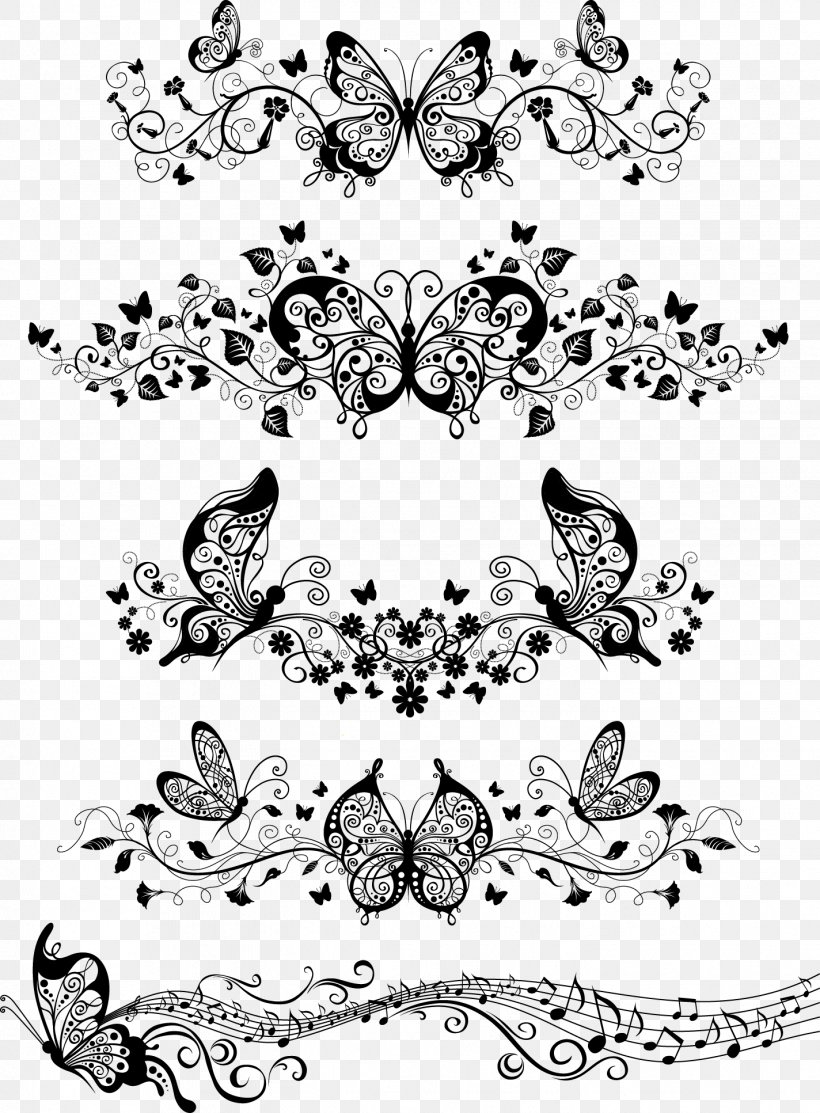 Vector Butterfly, PNG, 1424x1933px, Butterfly, Black, Black And White, Color, Flora Download Free
