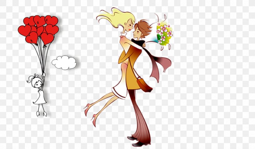 Animation Couple Cartoon Significant Other, PNG, 900x526px, Watercolor, Cartoon, Flower, Frame, Heart Download Free