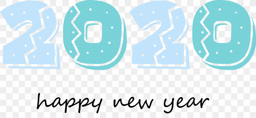 Happy New Year 2020 New Year 2020 New Years, PNG, 3693x1707px, Happy New Year 2020, Aqua, Azure, Blue, Line Download Free