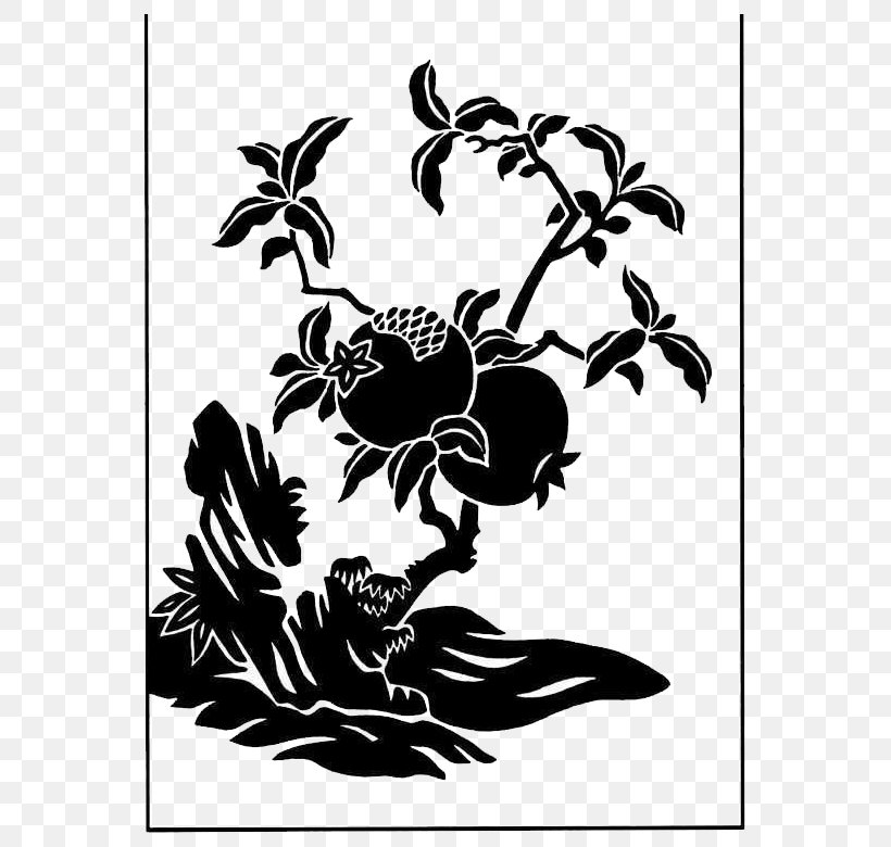 Pomegranate Papercutting Motif Clip Art, PNG, 561x780px, Pomegranate, Art, Artwork, Black, Black And White Download Free