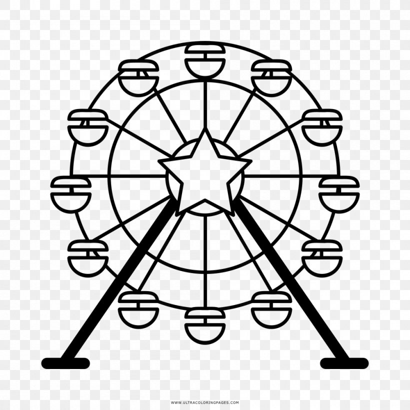 Ferris Wheel Drawing London Eye Clip Art, PNG, 1000x1000px, Ferris Wheel, Area, Black And White, Coloring Book, Diagram Download Free