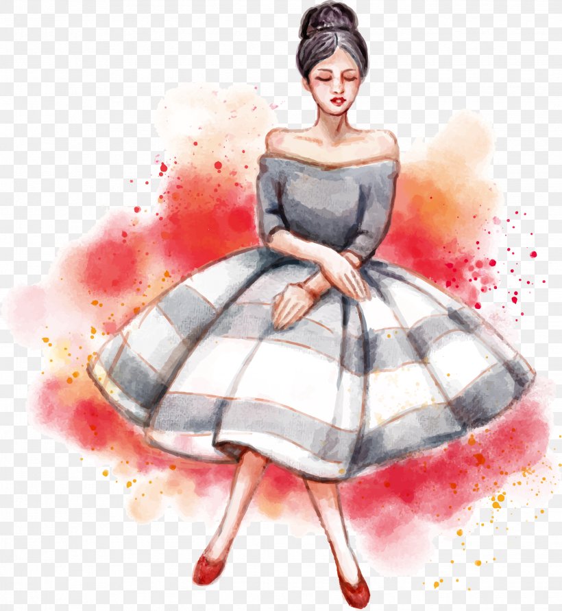 Dress Skirt Woman Clothing Euclidean Vector, PNG, 2679x2908px, Watercolor, Cartoon, Flower, Frame, Heart Download Free