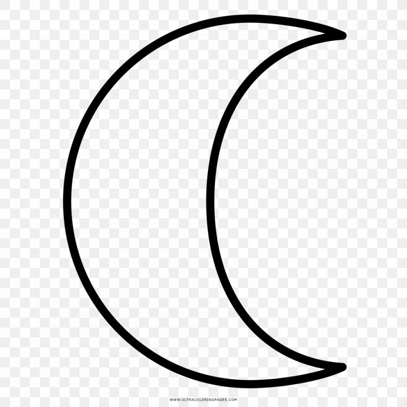 Crescent Line Art Circle White Clip Art, PNG, 1000x1000px, Crescent, Area, Black, Black And White, Face Download Free