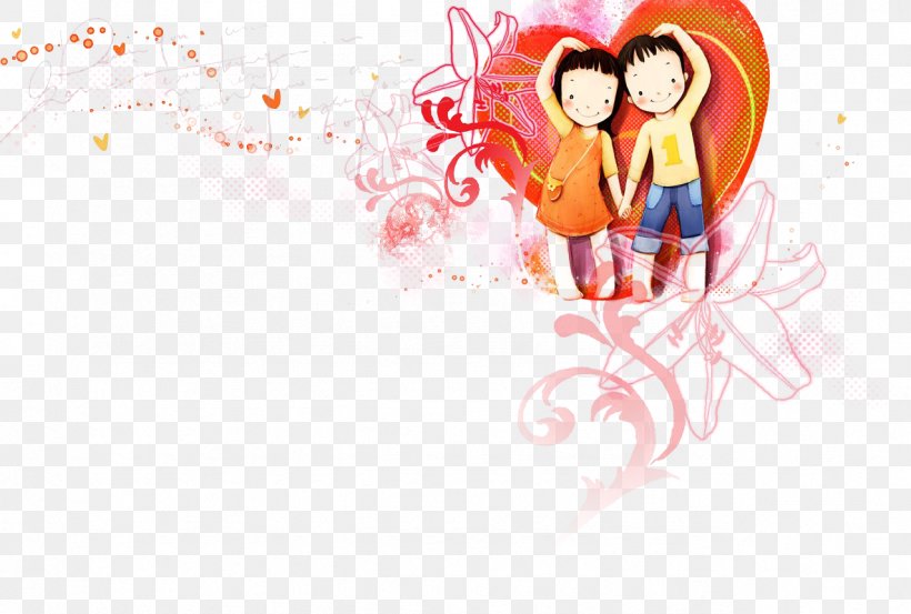 Cartoon Love Couple Drawing Illustration, PNG, 1278x863px, Watercolor, Cartoon, Flower, Frame, Heart Download Free