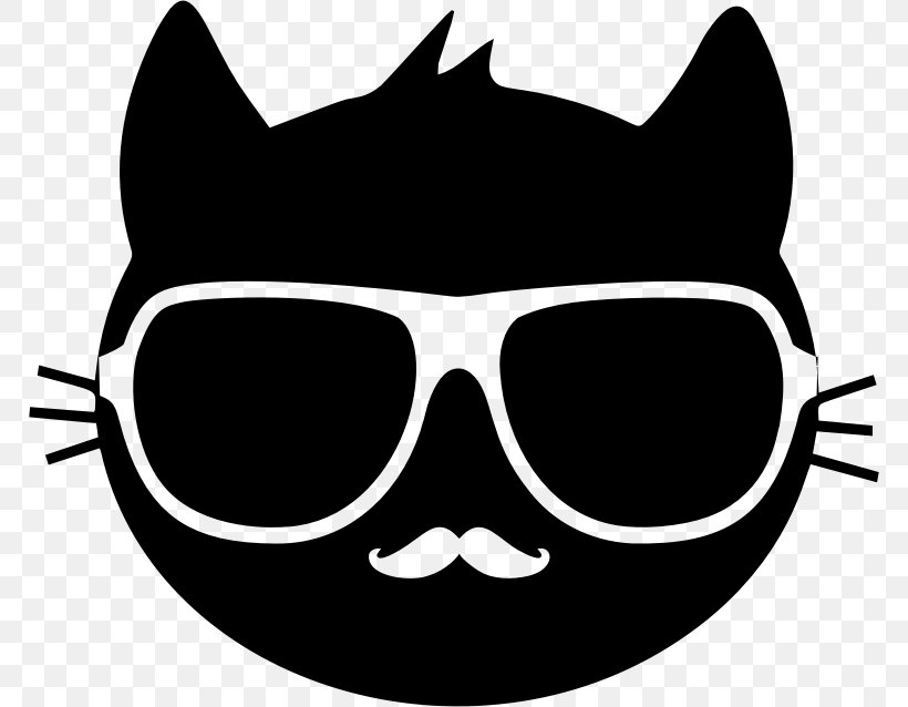 Cat Sunglasses Clip Art, PNG, 768x638px, Cat, Autocad Dxf, Black, Black And White, Carnivoran Download Free